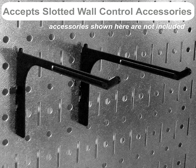 Wall Control Pegboard Organizer 4 ft. Metal Pegboard Standard Tool Storage Kit with Galvanized Toolboard and Black Accessories