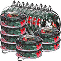 Shappy 10 Pieces Christmas Wreath Storage Container 30 Inch Wreath Plastic Storage Bags with Dual Zippers and Handles for Xmas Thanksgiving Holiday Artificial (Clear,Black)