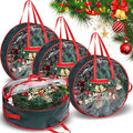 Shappy 4 Pcs Christmas Wreath Storage Bag Wreath Storage Container with Clear Window Plaid Box with Handles for Storing Garland Holiday Wrapping(Green,30 x 7 Inch)