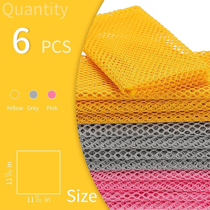 BAIKAFU 6Pcs Dish Wash Net,Innovative Mesh Cloth,Ultra Non-Scratch Dish Rags for Washing Dishes,100% No Odor/Quick Dry,Perfect Scrubber,Dish Sponges for Washing Dishes Yellow/Pink/Gray