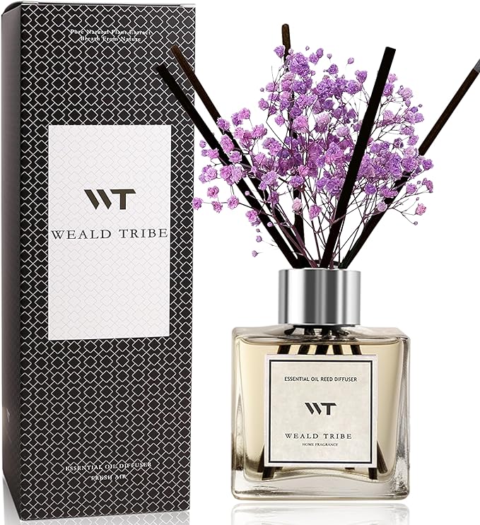WEALD TRIBE Lavender & Cedar Scent Reed Diffuser Set for Bathroom Decor Air Fresheners, Oil Diffuser Stick | 5.1 fl oz Home Fragrance with Sticks Defusers | House Bedroom Office Shelf Decor