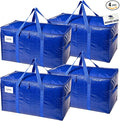 RUGGED RHINO 4 Pack Heavy Duty Extra Large Blue Moving Bags, Durable Bag with Strong Handles and Zipper, Moving Boxes Alternative for College Packing, Holiday Décor, Space Saving Storage with Label