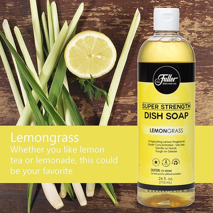Fuller Brush Super Strength Dish Soap – Lemongrass – Ultra Concentrated Formula – Cuts Grease Fast, Clean Dishes, Glassware, Silverware, Pots, Pans & Surfaces – (Pack of 1)
