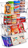 Sorbus Stackable Storage Bins Open Front, Clear Stackable Storage Bins, Pantry Bins for Storage and Organization, Acrylic Stackable Bins for Kitchen, Clear Pantry Organizer Bins (Small Narrow 4 Pack)