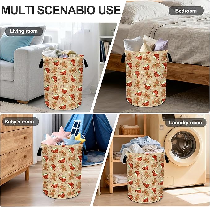 Christmas Candy Laundry Basket Storage Bin Foldable Laundry Hamper Clothes Storage Bucket Organizer 19.6x15.7 Inch For Laundry Room/Bedroom/Bathroom
