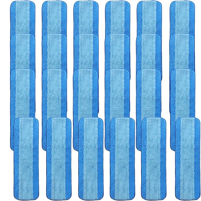 AmaVins 24 Pack Microfiber Cleaning Pads for Bona Mop, Reusable Microfiber Mop Pads for 18 Inch Mop, Hardwood Floor Replacement Cleaning Mop Pads, Machine Washes