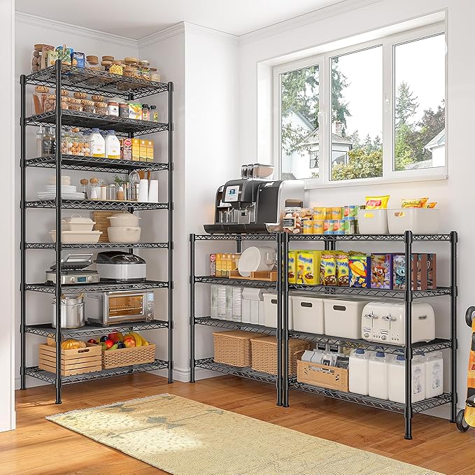 DurayLoly 8 Tier Storage Shelves Wire Shelving Unit 1200LBS,Metal Shelving Adjustable and Heavy Duty Shelves for Storage Rack,Pantry Shelves Kitchen Office Industrial Commercial 72H X 13.8D X 23.6W