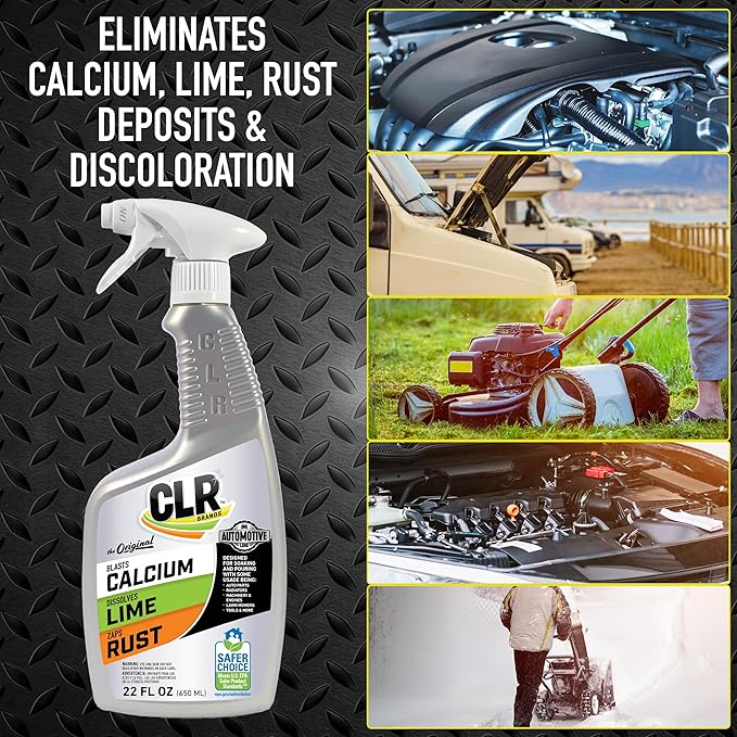 CLR Brands Automotive Calcium, Lime & Rust Remover Spray, 22 oz., Cleaning Spray for Multiple Surfaces, EPA Safer Choice Certified, Ammonia, Phosphate and Bleach Free Cleaner