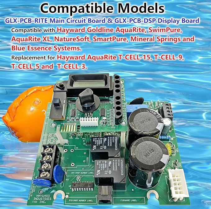 2026 New Upgraded GLX-PCB-RITE Main Circuit Board & GLX-PCB-DSP Display Board，Compatible with Hayward Goldline Aqua Rite Salt Chlorine Generators，Replacement for Hayward aquarite Circuit Board