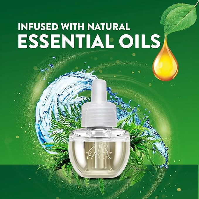 Air Wick plug in Scented Oil 2 Refills, Fresh Waters, (2x0.67oz), Essential Oils, Air Freshener (F002)