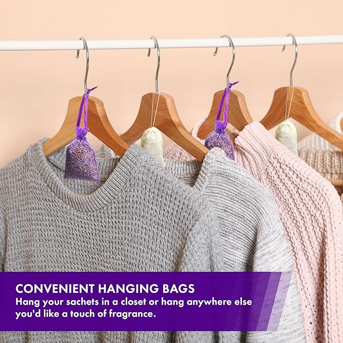 Lavande Sur Terre Bag of 12 Sachets Dried Lavender Flower Lavender Sachets for Drawers and Closets, LV-B-1