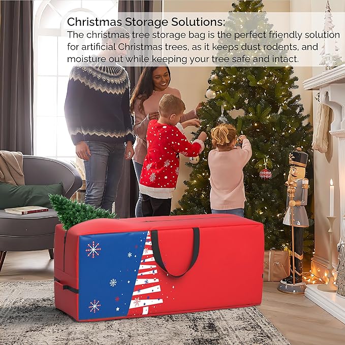7.5 ft Christmas Tree Storage Bag - Heavy Duty 600D Polyester Oxford Versatile Bag with Wide Opening, Dual Zippers, Extra Large Storage Container for Seasonal Decor, Camping Gear, Sports Equipment