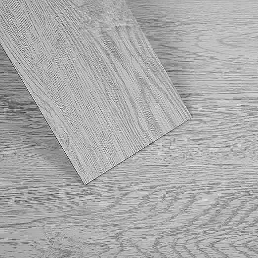 Peel and Stick Floor Tile, INMOZATA Self Adhesive Vinyl Plank Flooring Tile Wood Grain Look 36-Pack 54 Sq.Ft Waterproof Tile Sticker for Bedroom, Living Room, Kitchen, RV (Light Gray)