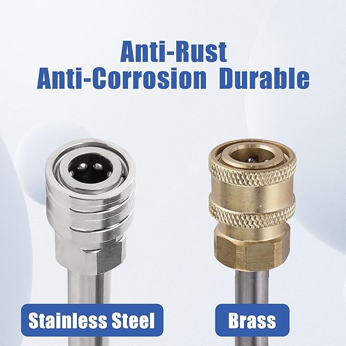 RIDGE WASHER Pressure Washer Wand Extension, 180 Inch Replacement Lance, Stainless Steel Power Washer Extender, 1/4' Quick Connect Fitting, 4000 PSI (3 Wands 60" Each)