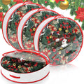 Aliceset 4 Pack Wreath Storage Containers, Christmas Ornament Garland Wreath Storage Bags with Handle Dual Zipper Large Decorative Storages Box for Winter Wreaths(36 x 36 x 7.8 Inch,White)