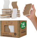 Natural Kitchen Sponge - Biodegradable Compostable Plant Based Coconut Scrubber Sponge - 14pcs