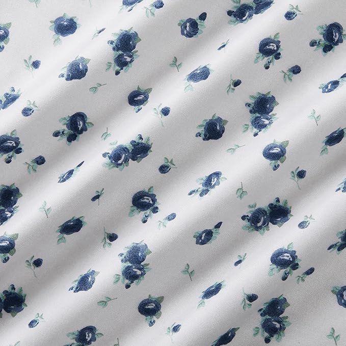 Modern Threads Silky Soft Microfiber and Wrinkle Free Sheets - Luxurious Microfiber Bed Sheets Includes Flat Sheet, Fitted Sheet with Deep Pockets, & Pillowcases Sweet Rose Blue, Twin