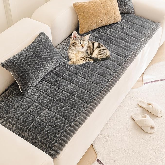 Mivnue Pet Couch Cover Protector Sofa Covers for Pets Washable Non Slip Couches and Sofas Dog Mat (Dark Grey, 27.6" x 82.7")