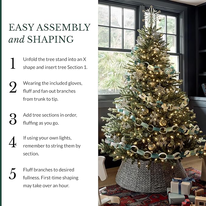Balsam Hill 7.5 ft Unlit Classic Blue Spruce - Artificial Christmas Tree with 2,960+ Tips, Premium Stand & Easy Assembly for Indoor Holiday Decorating