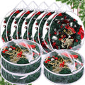 Shappy 8 Piece Clear Christmas Wreath Storage Container 24 Inches Xmas Wreath Storage Bag Plastic Christmas Garland Container with Dual Zippers and Reinforced Handles for Xmas Seasonal (Clear)