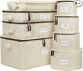 China Storage Hard Shell Containers 8-Piece Set Moving Boxes for Dinnerware, Glasses, Plates, Mugs and Saucers Sturdy Dish Organizer with Dividers for Seasonal Storage - Service for 12 - Beige