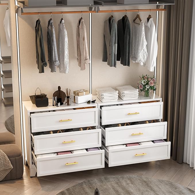 Metal Dresser for Bedroom 3 Drawers Dresser Metal Storage Organizer,34.25" H Drawer Chest, Closet Organizers for Living Room, Hallway, Closet