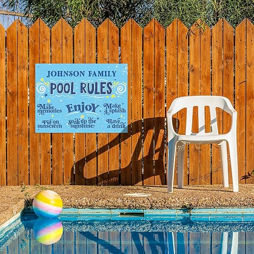 Custom Pool Sign, Fun Pool Rules for Pool Decor Sign, 18x24 Inches, Rust Free .063 Aluminum, Fade Resistant, Made in USA by Sigo Signs