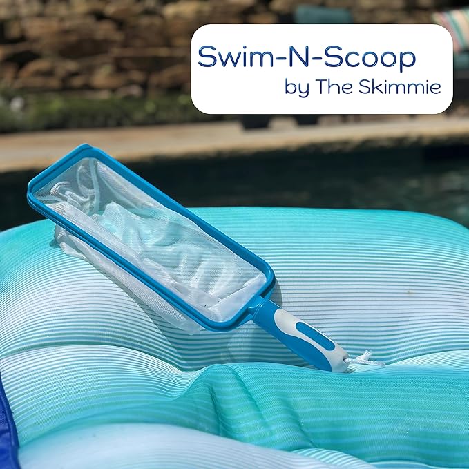 The Skimmie Swim-N-Scoop in-Pool Handheld Skimmer Net for Scooping Debris, Leaves, and Bugs While Swimming