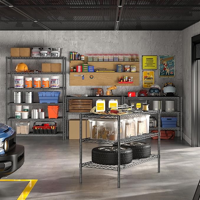 DurayLoly Storage Shelves Metal Shelving Unit 6Tier Wire Shelving Rack 1200LBS Heavy Duty, Adjustable Pantry Shelves, Metal Shelf for Kitchen,Garage Shelving,Closet Shelves,75" Hx 36" Wx 18" D
