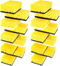 Okleen Yellow Multi Use Scrub Sponge. Made in Europe. Large Pack of 18. 4.3x2.8x1.4 inches. Black Heavy Duty & White Non Scratch Fiber. Best Odorless & Durable Professional Scrubber for Commercial Use