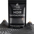 Pearled Candle Sand 10.5 oz (300g) – Noir Sandalwood Scented Candle, Black Color, Relaxing Aromatherapy, Home Decor, Stress Relief, Long-Lasting Burn