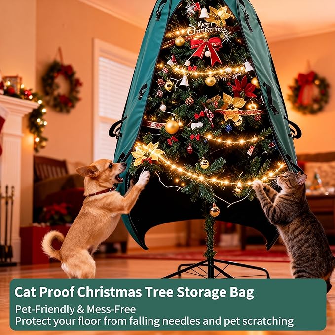 Upright Christmas Tree Storage Bag 7.5 Ft, Christmas Tree Cover Fit for 6 Ft to 7.5 Ft, Christmas Tree Covers for Upright Storage, Christmas Tree Bag