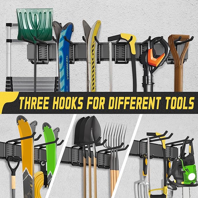 klasit Garage Wall Organizer,12Pack Carries 600 lbs,Garden Tool Organizer 49.5in With Large Storage Space,Easy Assembly, Sturdy Design,for Efficient Tool Storage Garage Organization