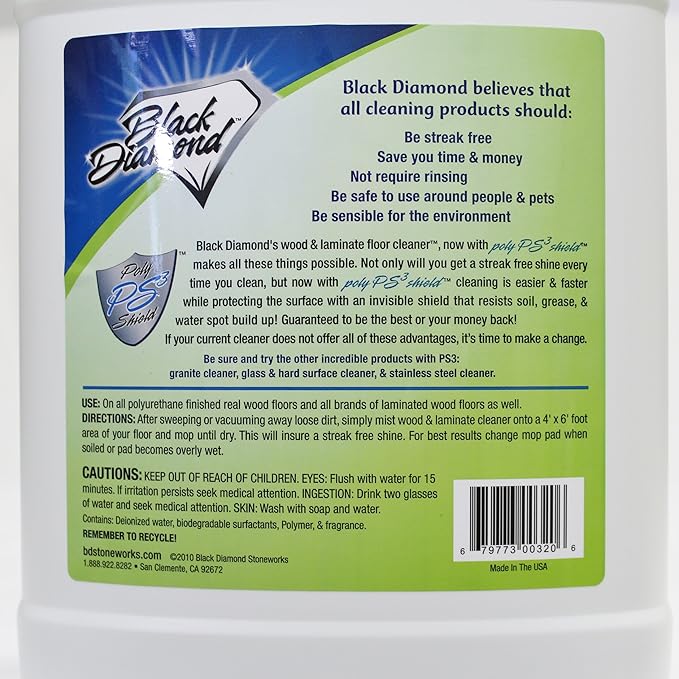 Black Diamond Stoneworks Wood, Laminate, Hardwood & Luxury Vinyl Floor Cleaner Spray – Multi-Purpose Mopping Solution for a Streak-Free Clean s (160 FL Oz)
