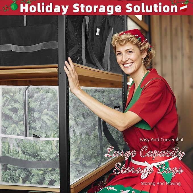 Large Christmas Tree Storage Bags Heavy Duty Tree Bags Holiday Storage Bags Protects From Moisture Or Dust,Alternative To Xmas Tree Storage Box (Transparent, 7.5 Ft)