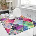 Watercolor Argyle Plaid Dish Drying Mat Abstract Geometric Plaid Kitchen Mat 16"x24" Bsorbent Coffee Maker Mat for Dishes Utensils Coffee Maker Pots and Pans Easy Clean Dish Slip Resistant Pad
