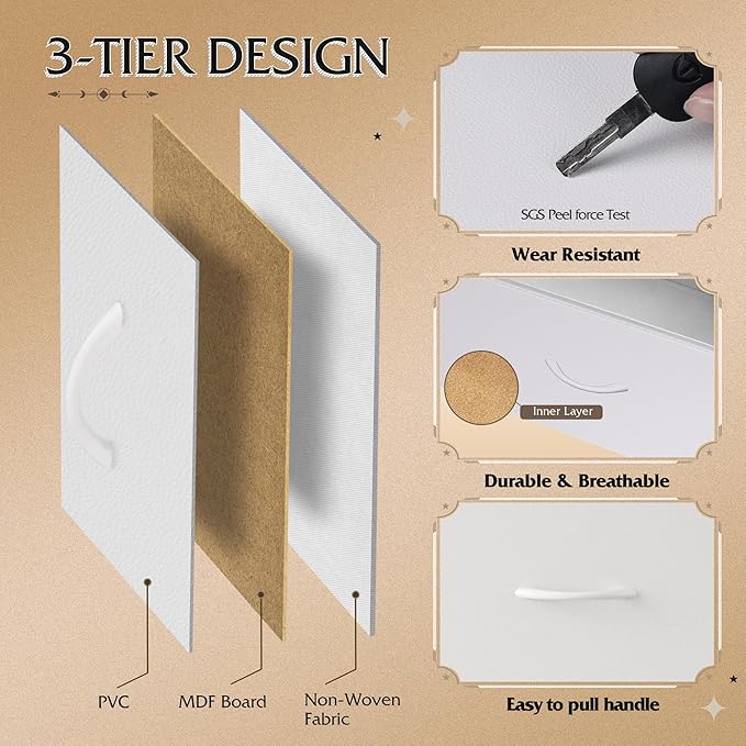 WLIVE Fabric Dresser for Bedroom, Tall Dresser with 8 Drawers, Storage Tower with Fabric Bins, Double Dressers, Chest of Drawers for Closet, Playroom, Dormitory, White