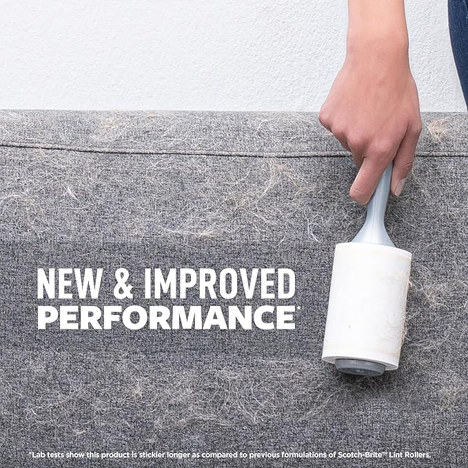 Scotch-Brite Everyday Clean Lint Roller, Lint Remover for Pet Hair, Dark Clothes, Furniture, and Dusty Surfaces, Picks Up Fur & Fluff in Your Home, Car, & Office, 10 Pack, 950 Adhesive Sheets Total