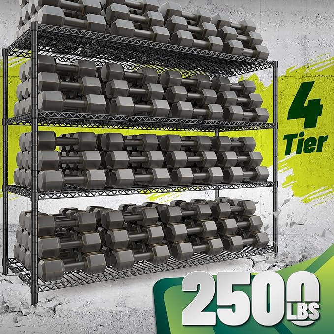 DurayLoly 68''W Storage Shelves 2500LBS Wire Shelving Unit, Adjustable Garage Shelving Heavy Duty, Metal Shelving for Garage, Pantry, Kitchen, Basement, Commercial Industrial,68.1"W x 20.9"D x 70.9"H