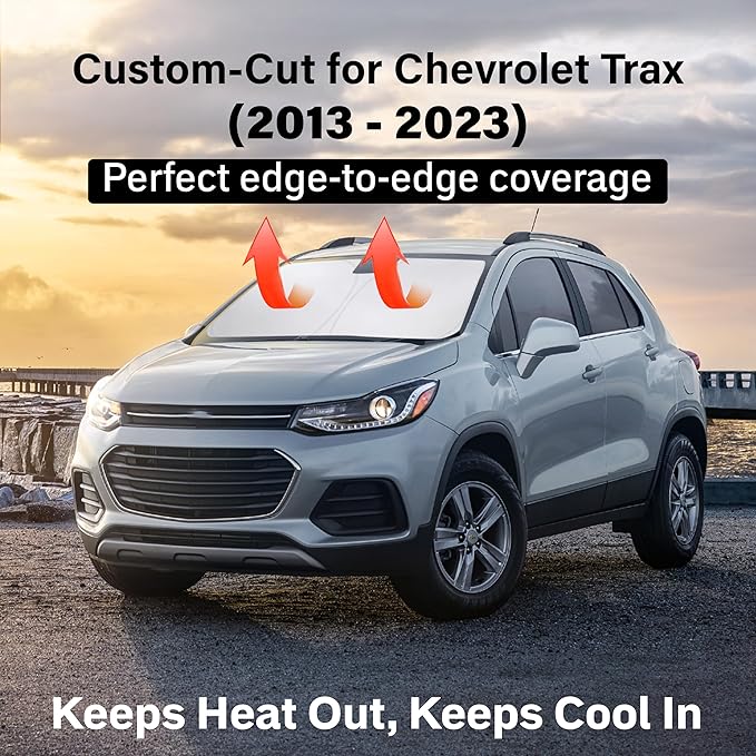 EcoNour Windshield Sun Shade Compatible for Chevrolet Trax 2013–2023 | SUV Front Window Sunshade | Foldable Sun Visor Protector | Blocks UV Rays & Reduces Interior Heat
