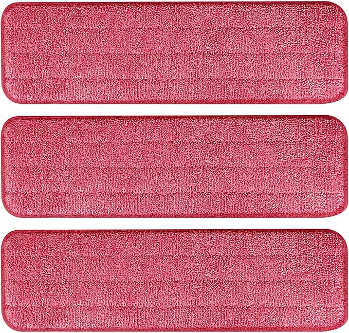 AmaVins 3 Pack Microfiber Cleaning Pads with All Bona Mop, Reusable Microfiber Mop Pads for 18 Inch Mop, Hardwood Floor Replacement Cleaning Mop Pads, Machine Washes