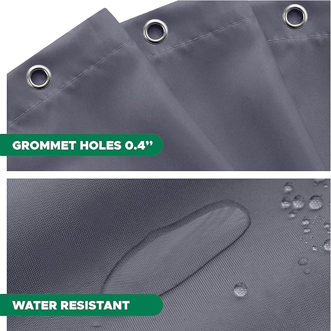 Biscaynebay Extra Long Fabric Shower Curtain Liner 72 Inch Width by 84 Inch Length, Dark Grey Rust Resistant Grommets Top Weighted Bottom Hem Machine Washable