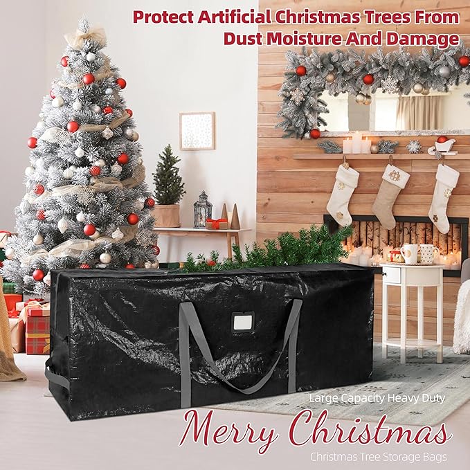 Large Christmas Tree Storage Bags Heavy Duty Tree Bags Holiday Storage Bags Protects From Moisture Or Dust,Alternative To Xmas Tree Storage Box (Black, 7.5 Ft)