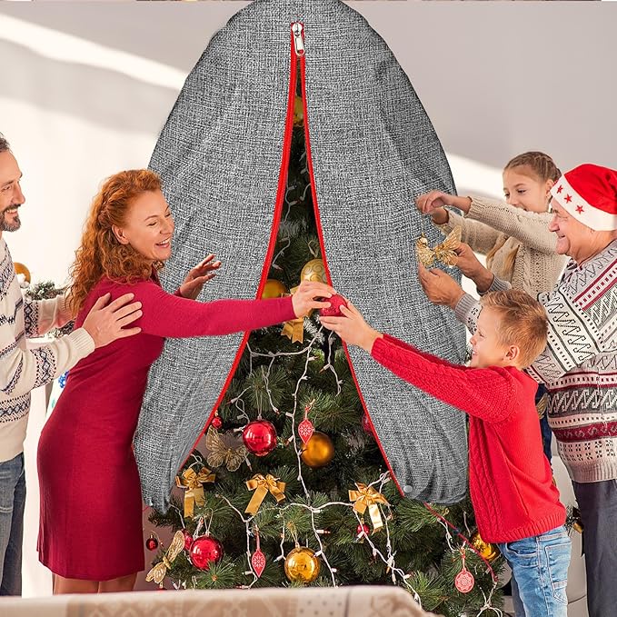VERONLY Festive Christmas Tree Storage Bag for 7-7.5FT Artificial Trees - Heavy-Duty Waterproof & Dustproof Cover with Straps | 800D Oxford Stand Design | No Disassembly | Xmas Holiday Storage