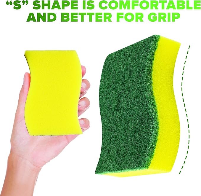 (24 Pack) Heavy Duty Scrub Sponges by SCRUBIT – Kitchen Dish, Sink and Bathroom Cleaning Scrubber Sponge - with Non-Smell Scouring Pad [New Packaging]