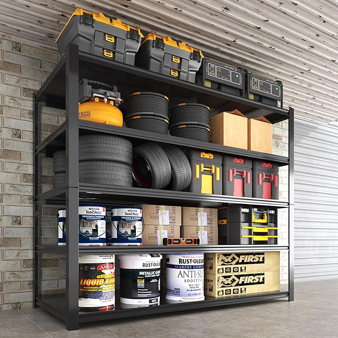Nexvrtau 5 Tier Adjustable Metal Shelving Storage Rack,Storage Shelves,59.8" Wx24 Dx76.6 H Garage Shelving Heavy Duty,Industrial Shelving Unit for Basement,Warehouse,Garage Organization.1 Pack