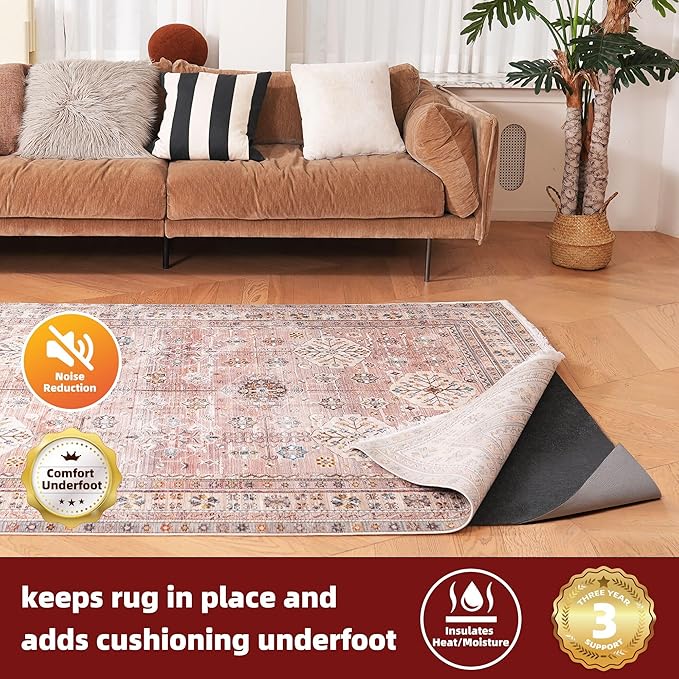 BAGAIL Felt and Natural Rubber Backing Rug Pads 1/8” Thick, 3 x 5 Ft Non Slip Rug Gripper Keep Rugs in Place, Under Area Rug Protective Cushioned Pads, Carpet Runners, Hardwood Floors Protection