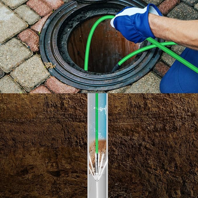 ClearRush Sewer Jetter Kit for Pressure Washer 50FT – 5800PSI High-Pressure Drain Cleaner, M22 & 1/4'' NPT Universal Fit, Unclog Gutters & Sewer Lines, Durable Jetter Hose for Homeowners & DIYers
