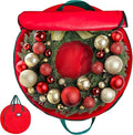 HOLDN’ STORAGE Premium Wreath Storage Bag - Durable Material - Waterproof - Heavy-duty Christmas Storage Container for Xmas Wreath with Dual Zipper Closure, Tear-proof, 48"W x 8"D - Red