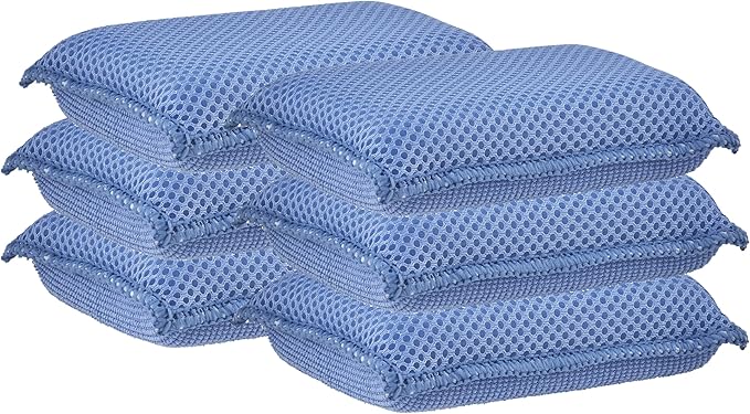 Microfiber Non-Scratch Dish & Kitchen Scrubber Heavy-Duty Household Cleaning Sponges, Multi-Purpose Cleaning Supplies for Dishes and Kitchens Pack of 6